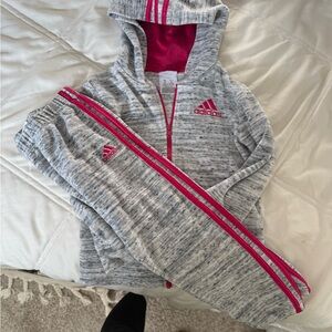 Kids Adidas Gray and Pink Tracksuit 5